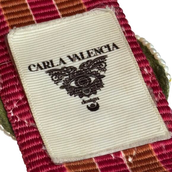Carla Valencia Embroidered Bag Strap Multicolor Aztec Evil Eye Beaded Adjustable - Picture 16 of 16